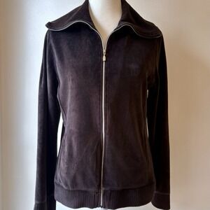 Vintage Lady Foot Locker Velvet Full Zip Jacket Medium Athleisure Y2K Ribbed